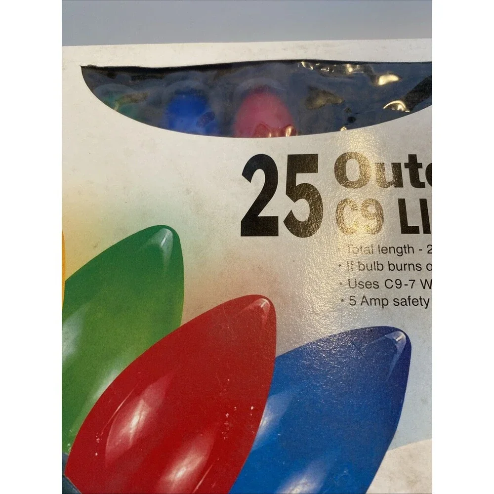 Vintage Christmas 25 Outdoor C9 String Light Multi Color Set ~ Hobby Lobby Works